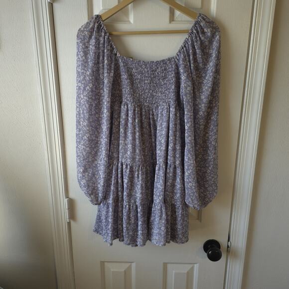 Altard State Smocked Babydoll Dress Lavender Floral Boho Peasant Size Small LS - Picture 8 of 10
